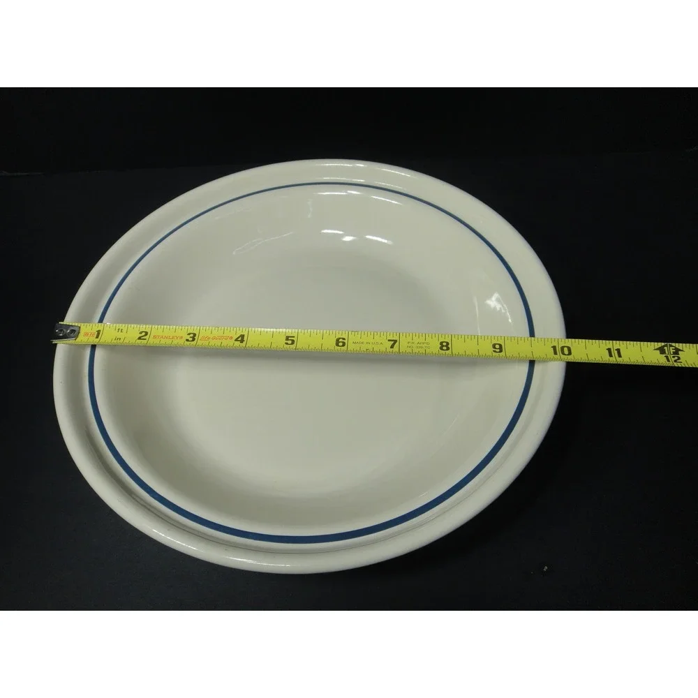 Longaberger Pottery Woven Traditions Ivory Blue 10 Inch Pie Plate Made USA VTG